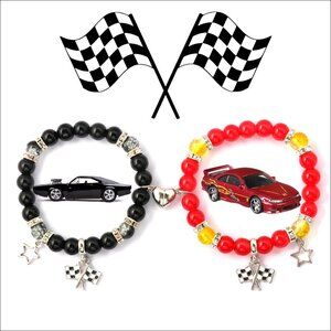 Matching Heart Charm Bracelets for Couples Best Friends Adjustable Elastic